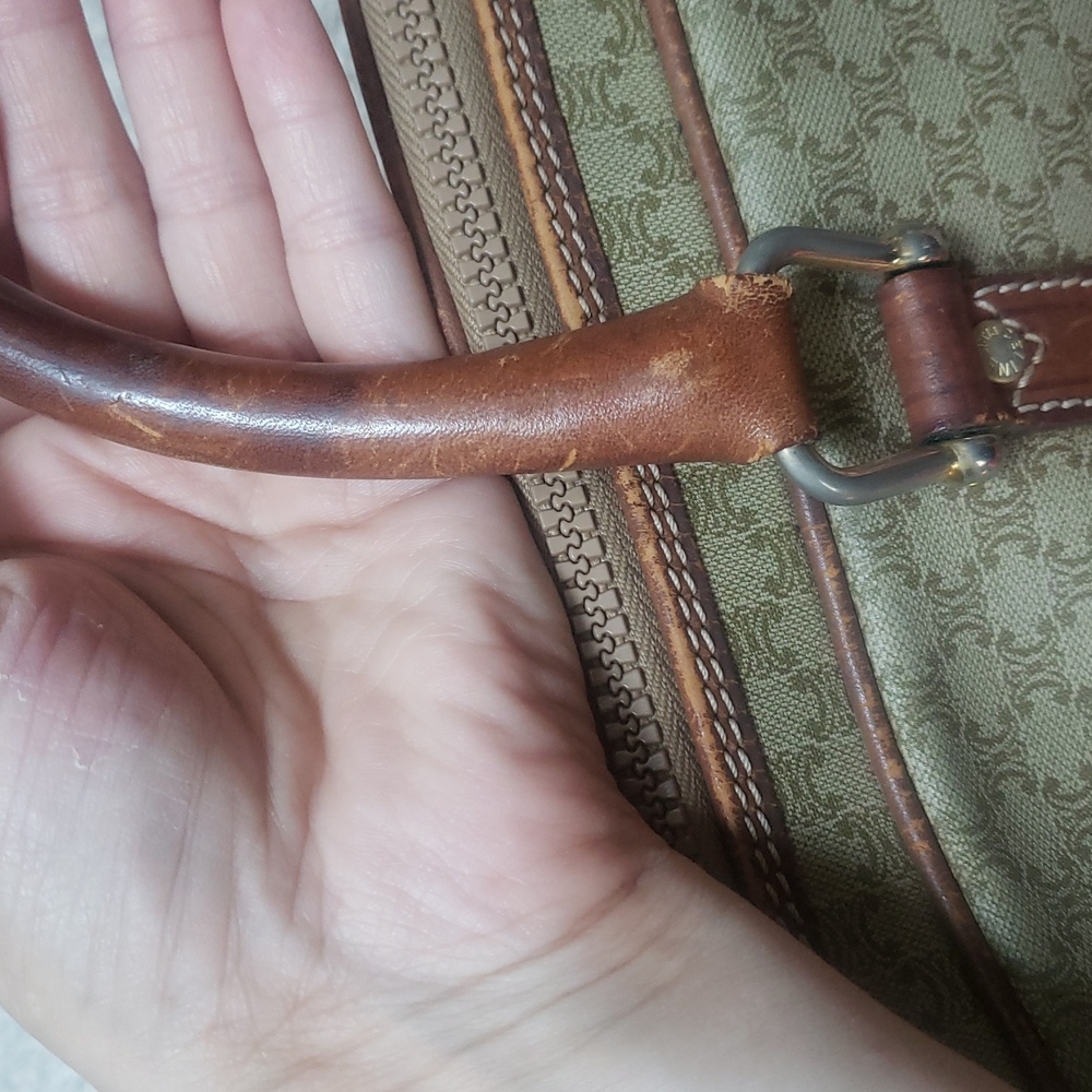 Celine Tan/Brown Leather/Coated Canvas Briefcase Document case Authentic Vintage - Picture 10 of 17